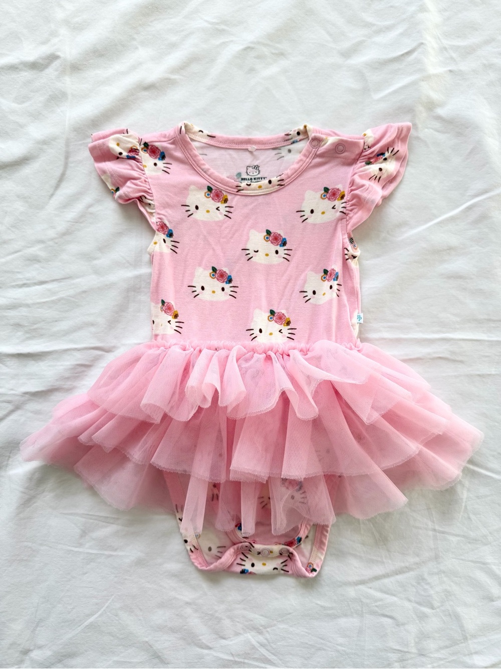 Posh Peanut x Hello Kitty Pink Bodysuit w/ Tutu & Ruffle Sleeves | 18-24m